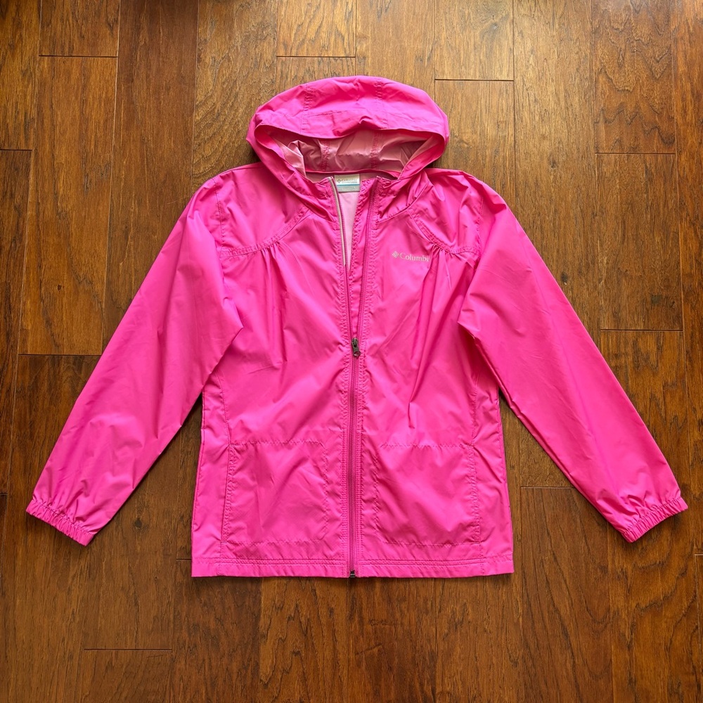 Columbia Girls Waterproof Rain Jacket Hot Pink | Size Girls Large 14/16
